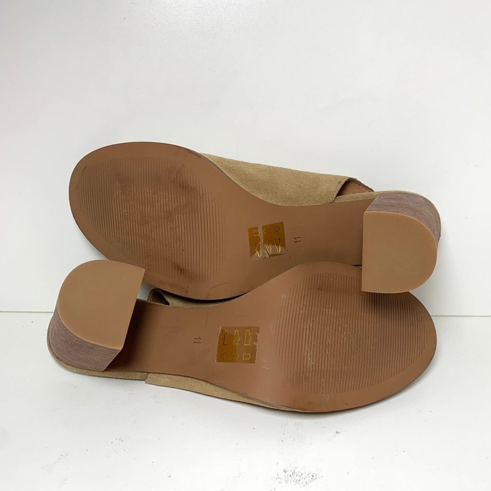 NEW Madewell Cary Suede Heel Open Toe Slingback Block Heel Sandals Tan 11 - Picture 7 of 7
